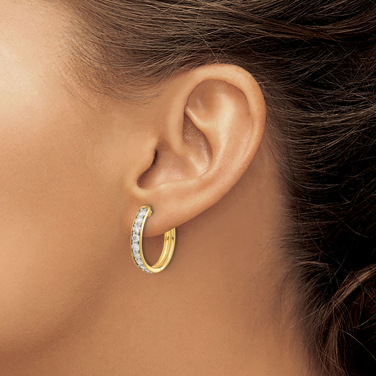 14k Diamond Hinged Hoop Earrings-EM4265-125-YA