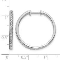 14k White Gold Diamond Hinged Hoop Earrings-EM4266-050-WA