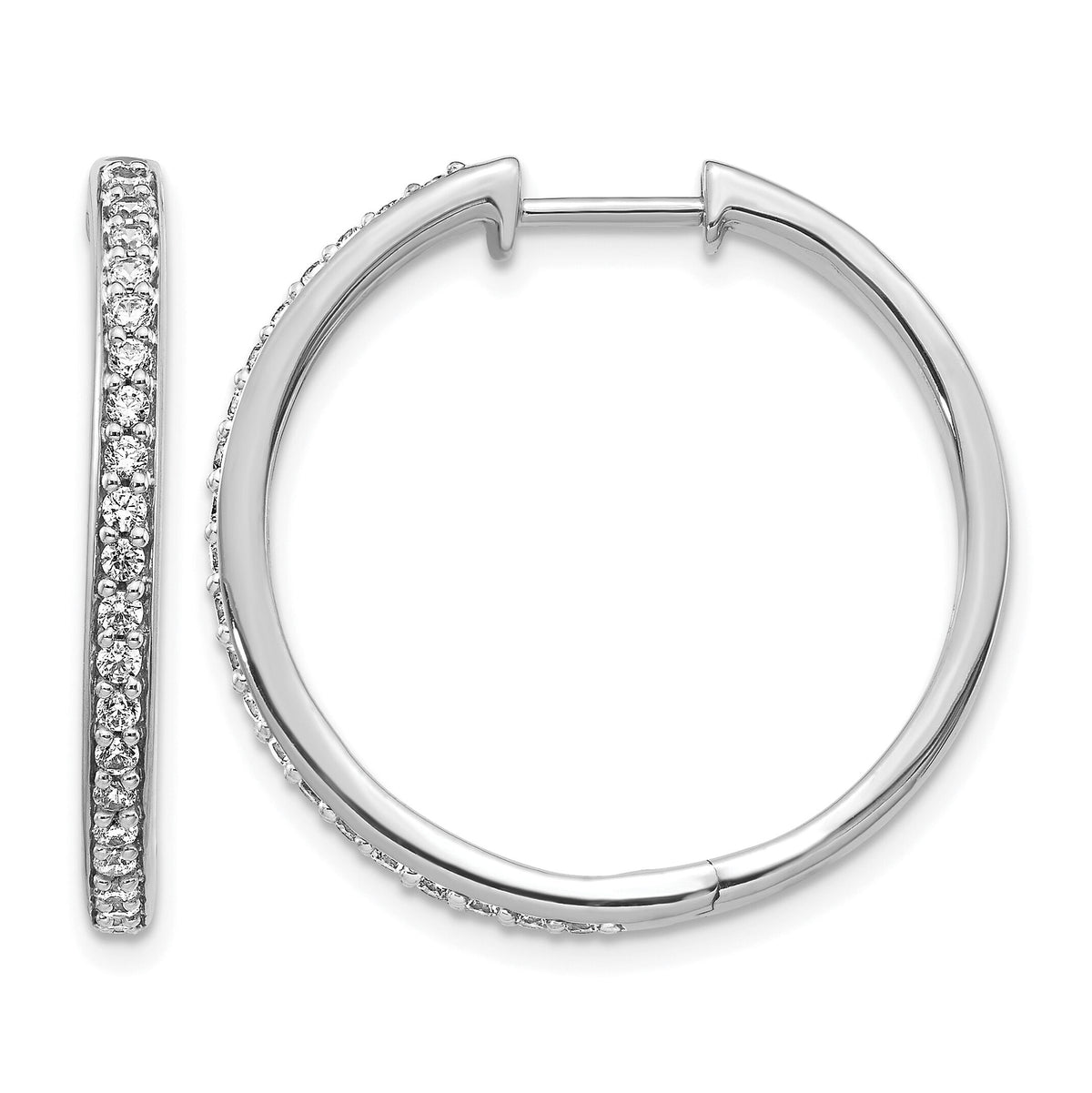 14k White Gold Diamond Hinged Hoop Earrings-EM4266-050-WA