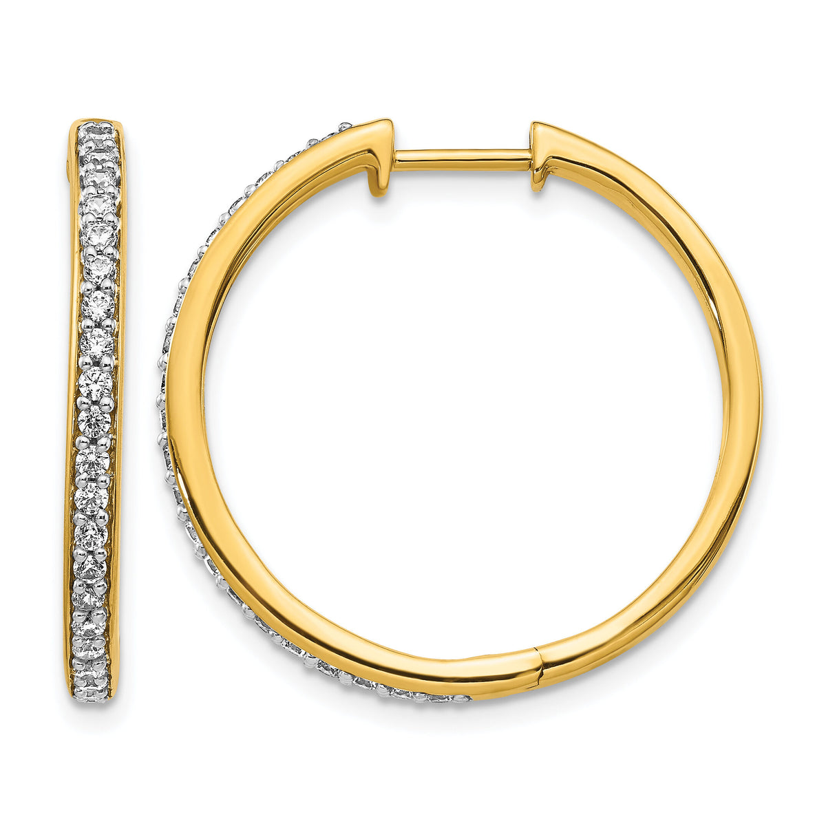 14k Diamond Hinged Hoop Earrings-EM4266-050-YA