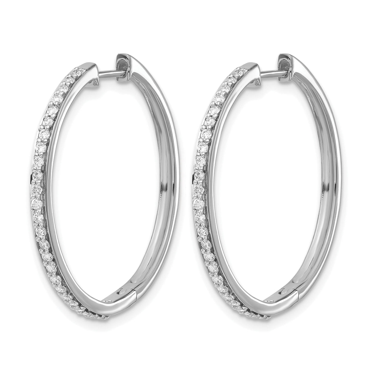 14k White Gold Diamond Hinged Hoop Earrings-EM4267-050-WA