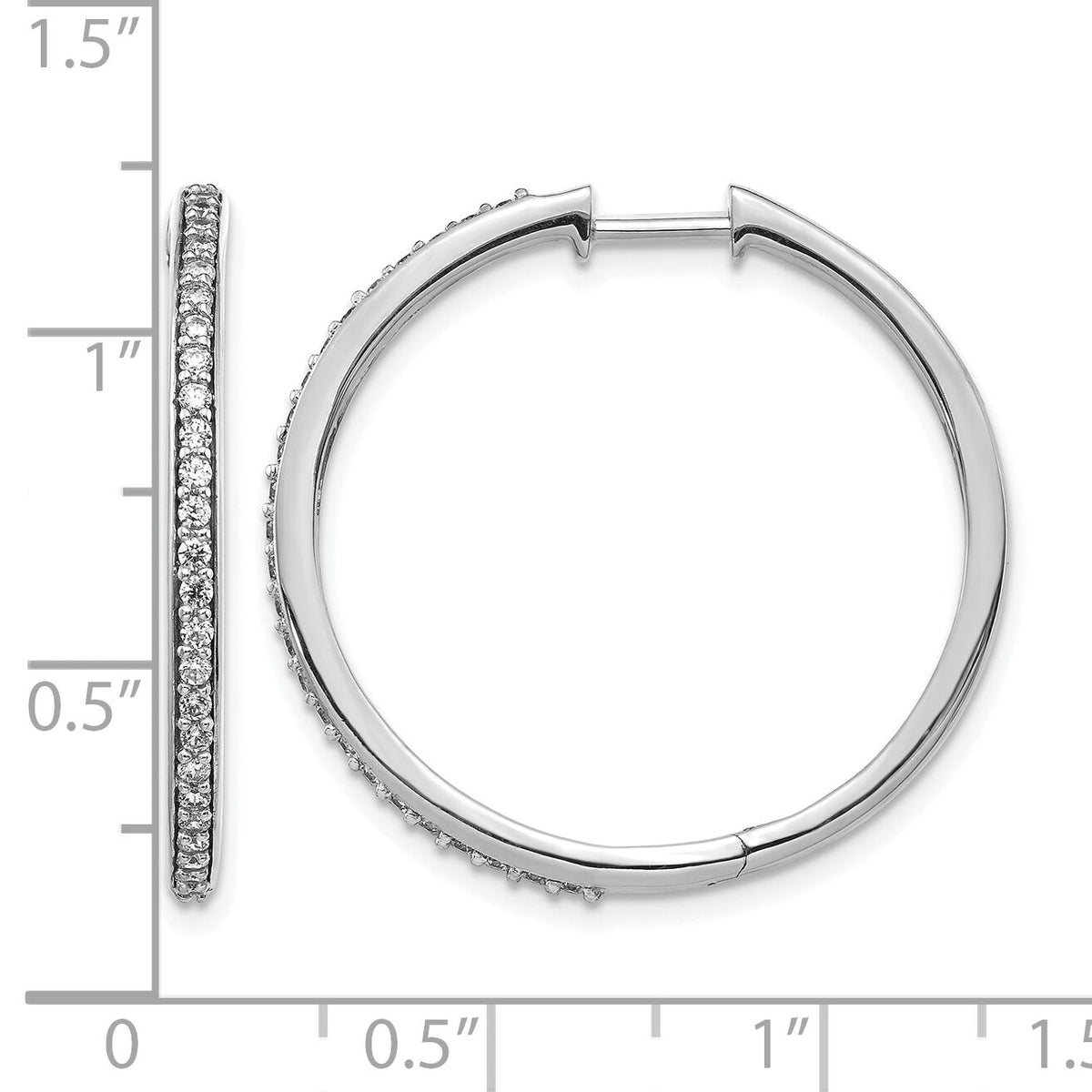 14k White Gold Diamond Hinged Hoop Earrings-EM4267-050-WA