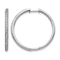 14k White Gold Diamond Hinged Hoop Earrings-EM4267-050-WA
