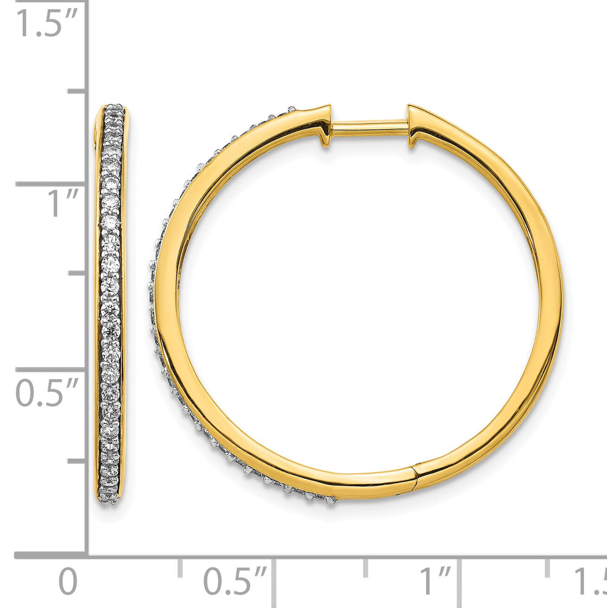14k Diamond Hinged Hoop Earrings-EM4267-050-YA