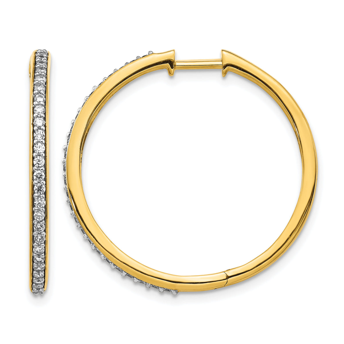 14k Diamond Hinged Hoop Earrings-EM4267-050-YA