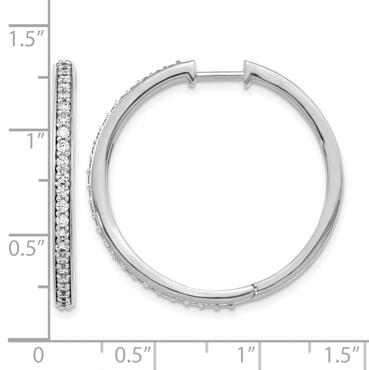 14k White Gold Diamond Hinged Hoop Earrings-EM4267-075-WA