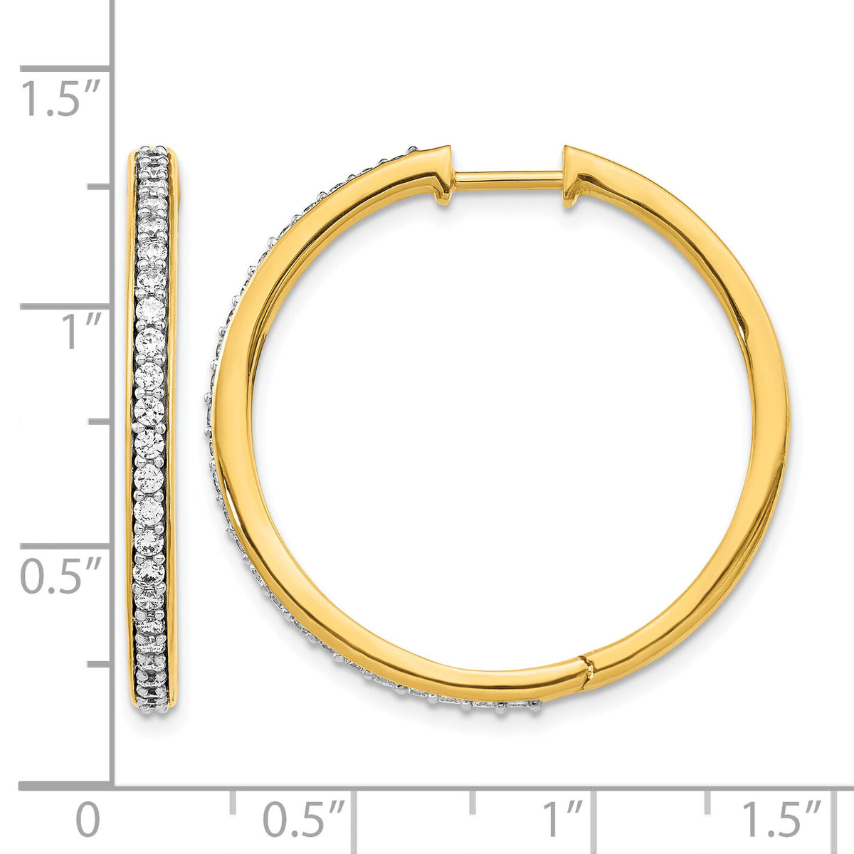 14k Diamond Hinged Hoop Earrings-EM4267-075-YA