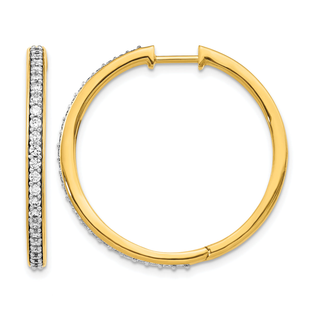14k Diamond Hinged Hoop Earrings-EM4267-075-YA