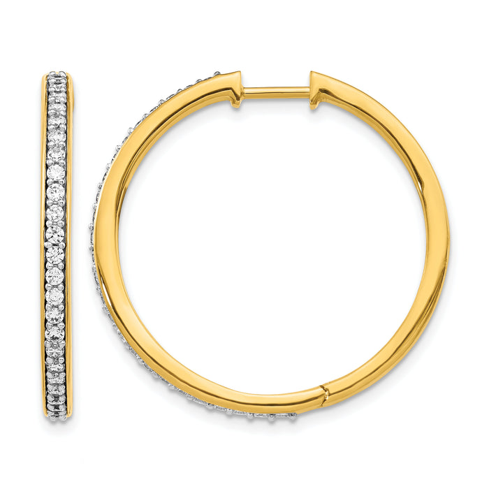 14k Diamond Hinged Hoop Earrings-EM4267-075-YA