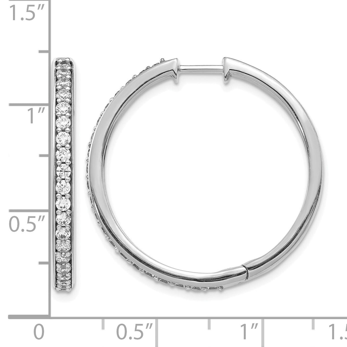 14k White Gold Diamond Hinged Hoop Earrings-EM4267-100-WA