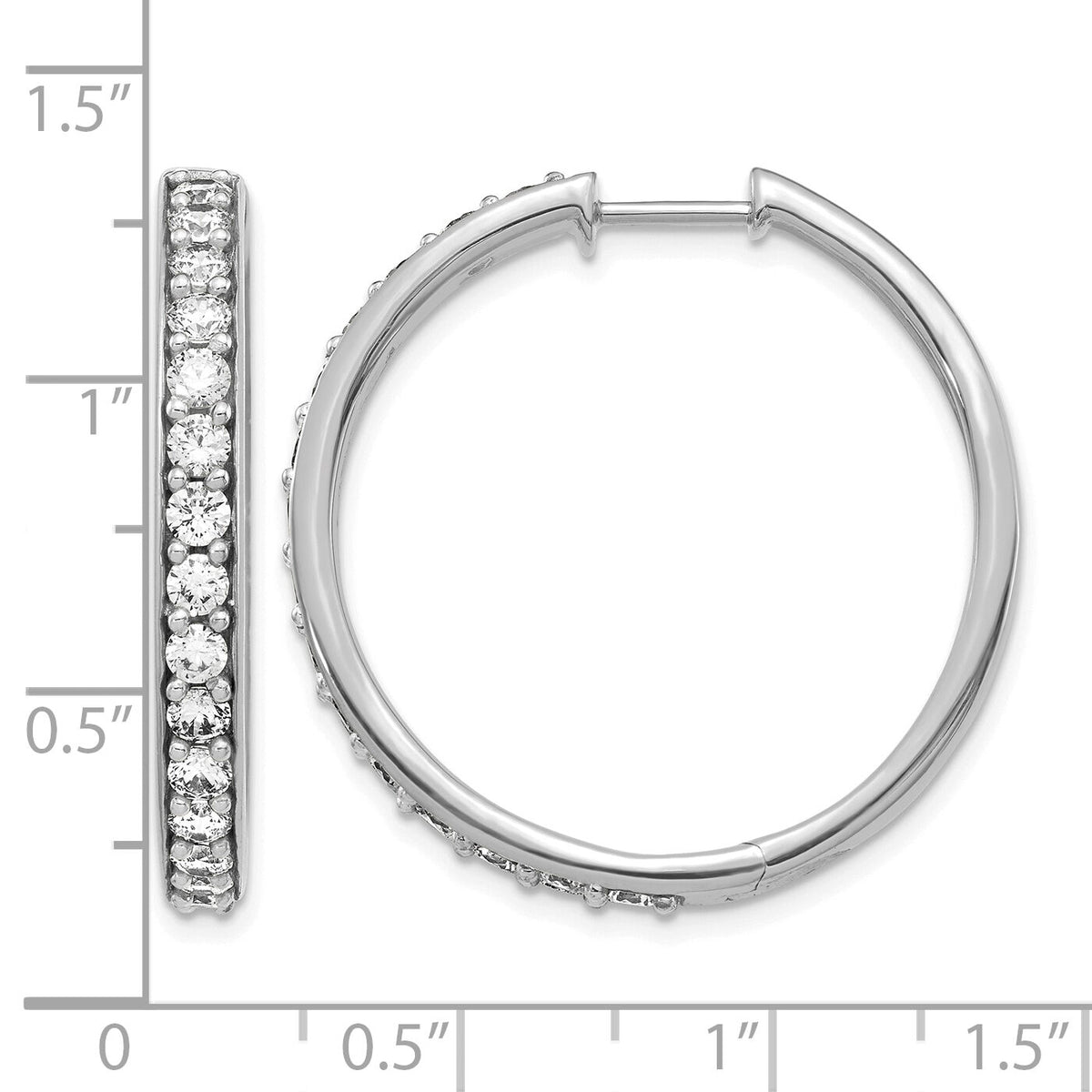 14k White Gold Diamond Hinged Hoop Earrings-EM4267-200-WA