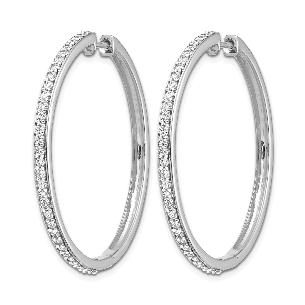 14k White Gold Diamond Hinged Hoop Earrings-EM4268-075-WA