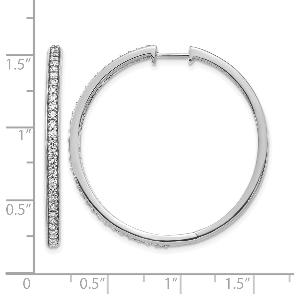 14k White Gold Diamond Hinged Hoop Earrings-EM4268-075-WA