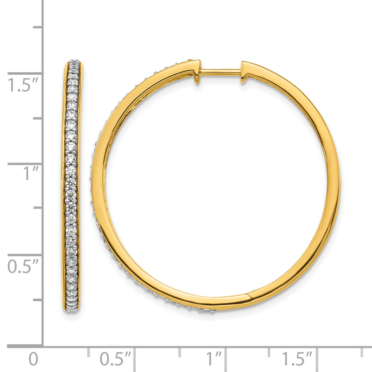 14k Diamond Hinged Hoop Earrings-EM4268-075-YA