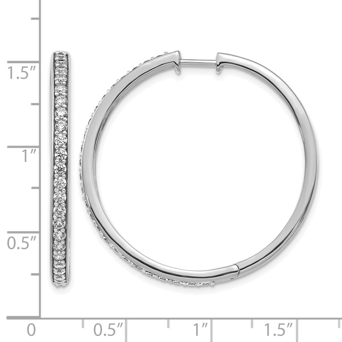 14k White Gold Diamond Hinged Hoop Earrings-EM4268-125-WA