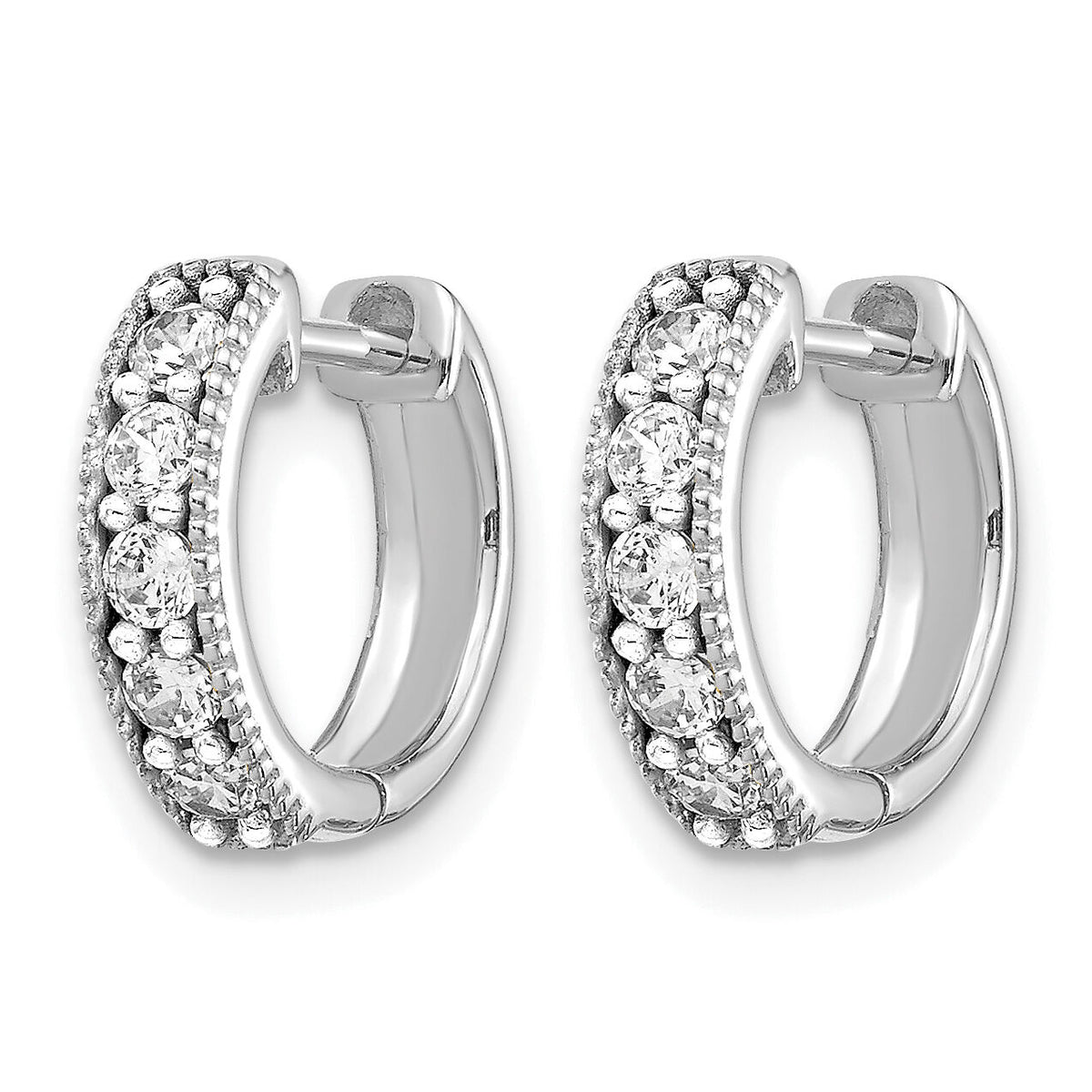 14k White Gold Diamond Milgrain Hinged Hoop Earrings-EM4269-033-WA