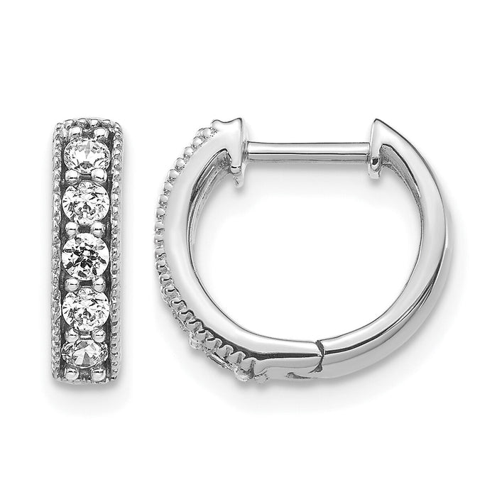 14k White Gold Diamond Milgrain Hinged Hoop Earrings-EM4269-033-WA