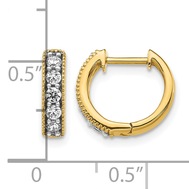 14k Yellow Gold Diamond Milgrain Hinged Hoop Earrings-EM4269-033-YA