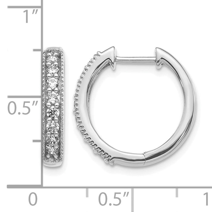 14k White Gold Diamond Milgrain Hinged Hoop Earrings-EM4269-040-WA