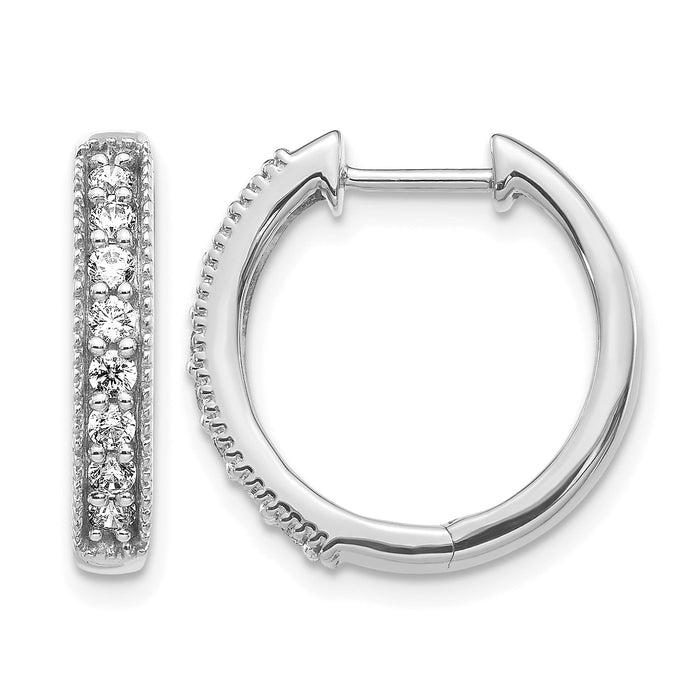 14k White Gold Diamond Milgrain Hinged Hoop Earrings-EM4269-040-WA