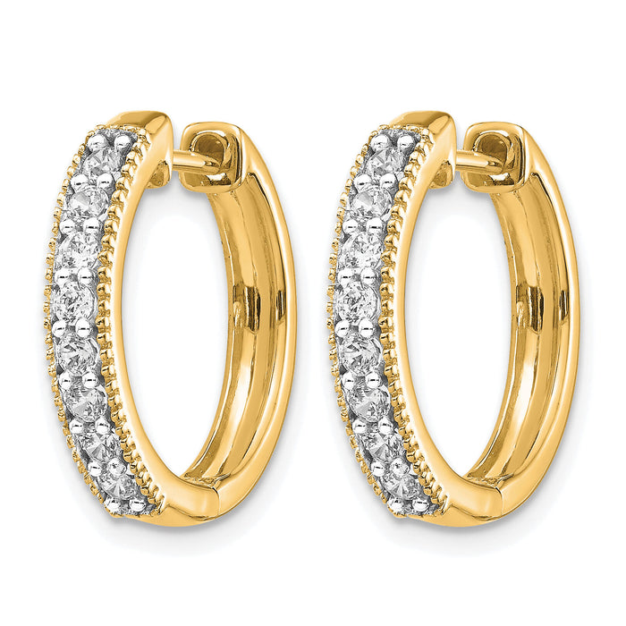 14k Yellow Gold Diamond Milgrain Hinged Hoop Earrings-EM4269-040-YA