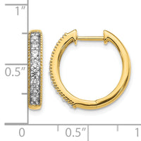 14k Yellow Gold Diamond Milgrain Hinged Hoop Earrings-EM4269-040-YA