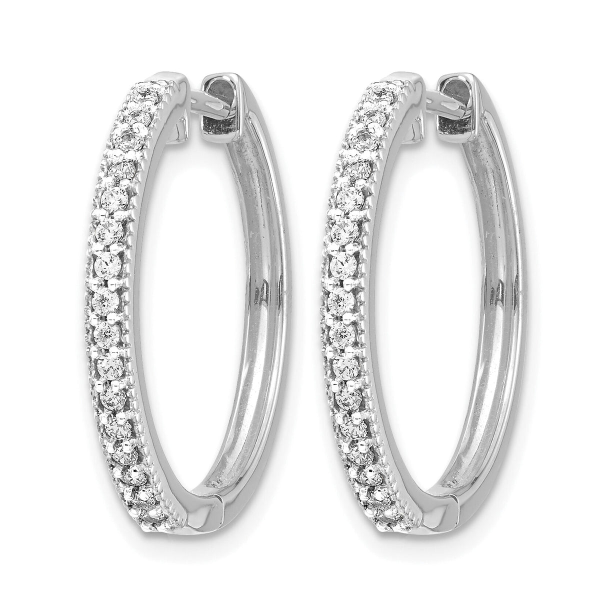 14k White Gold Diamond Milgrain Hinged Hoop Earrings-EM4272-025-WA
