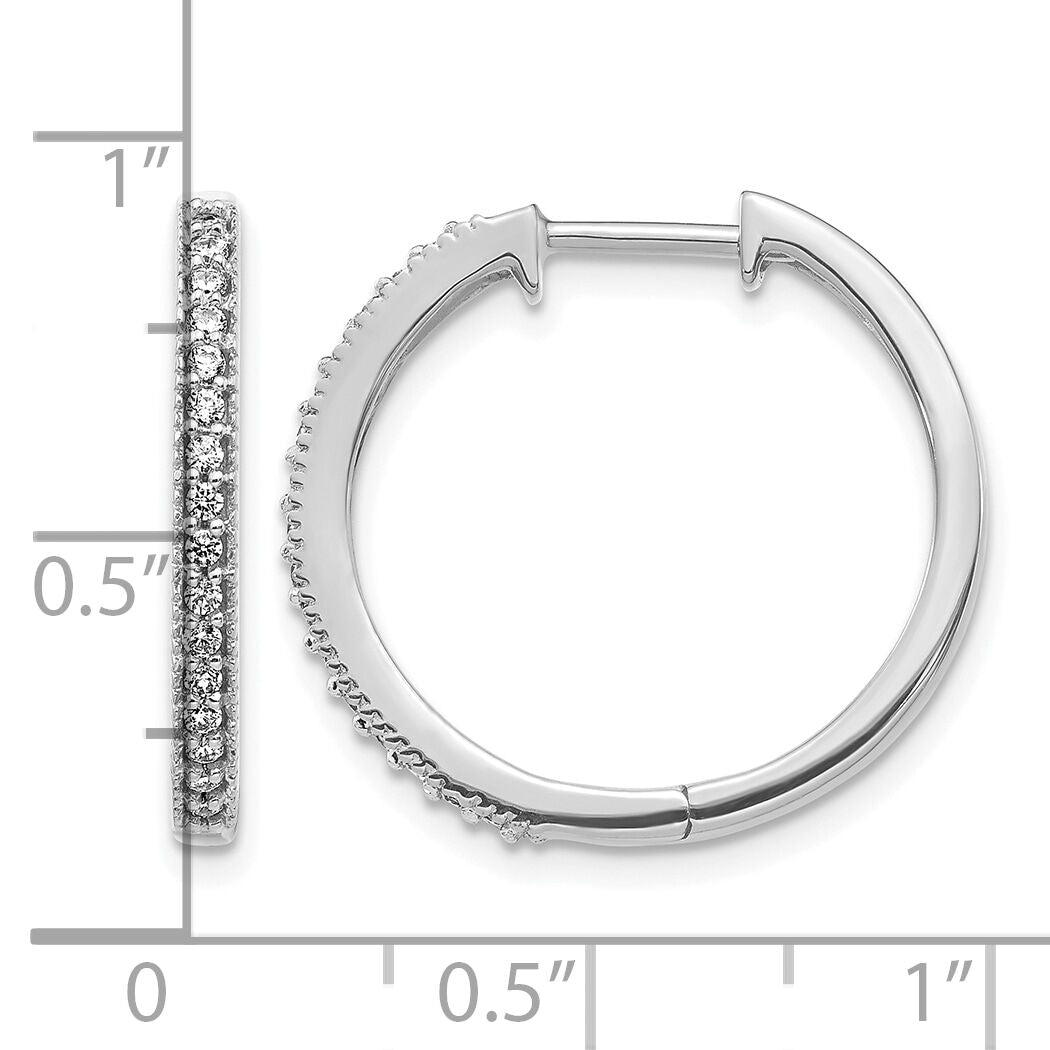 14k White Gold Diamond Milgrain Hinged Hoop Earrings-EM4272-025-WA