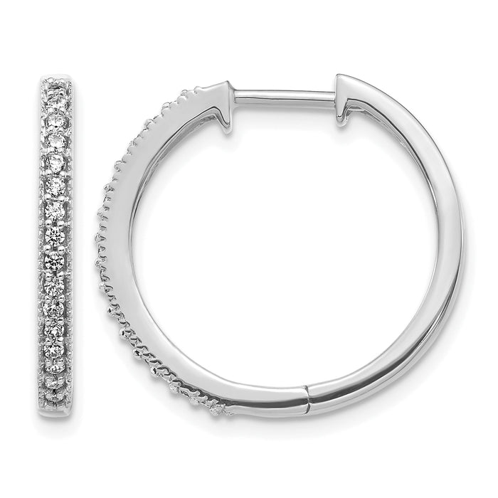 14k White Gold Diamond Milgrain Hinged Hoop Earrings-EM4272-025-WA