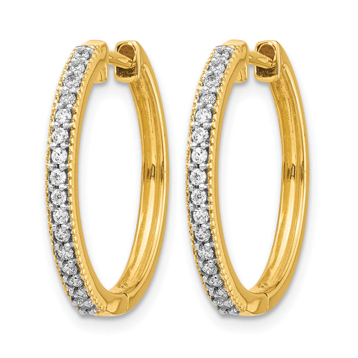 14k Yellow Gold Diamond Milgrain Hinged Hoop Earrings-EM4272-025-YA