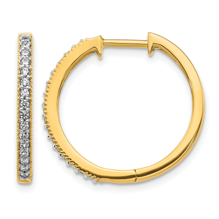 14k Yellow Gold Diamond Milgrain Hinged Hoop Earrings-EM4272-025-YA