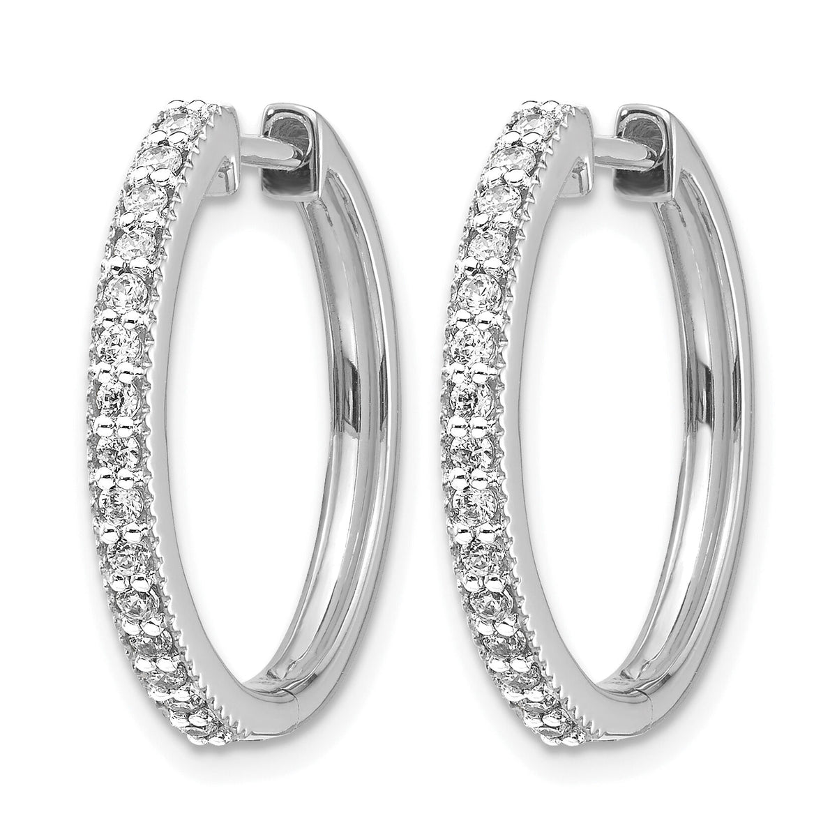 14k White Gold Diamond Milgrain Hinged Hoop Earrings-EM4273-036-WA