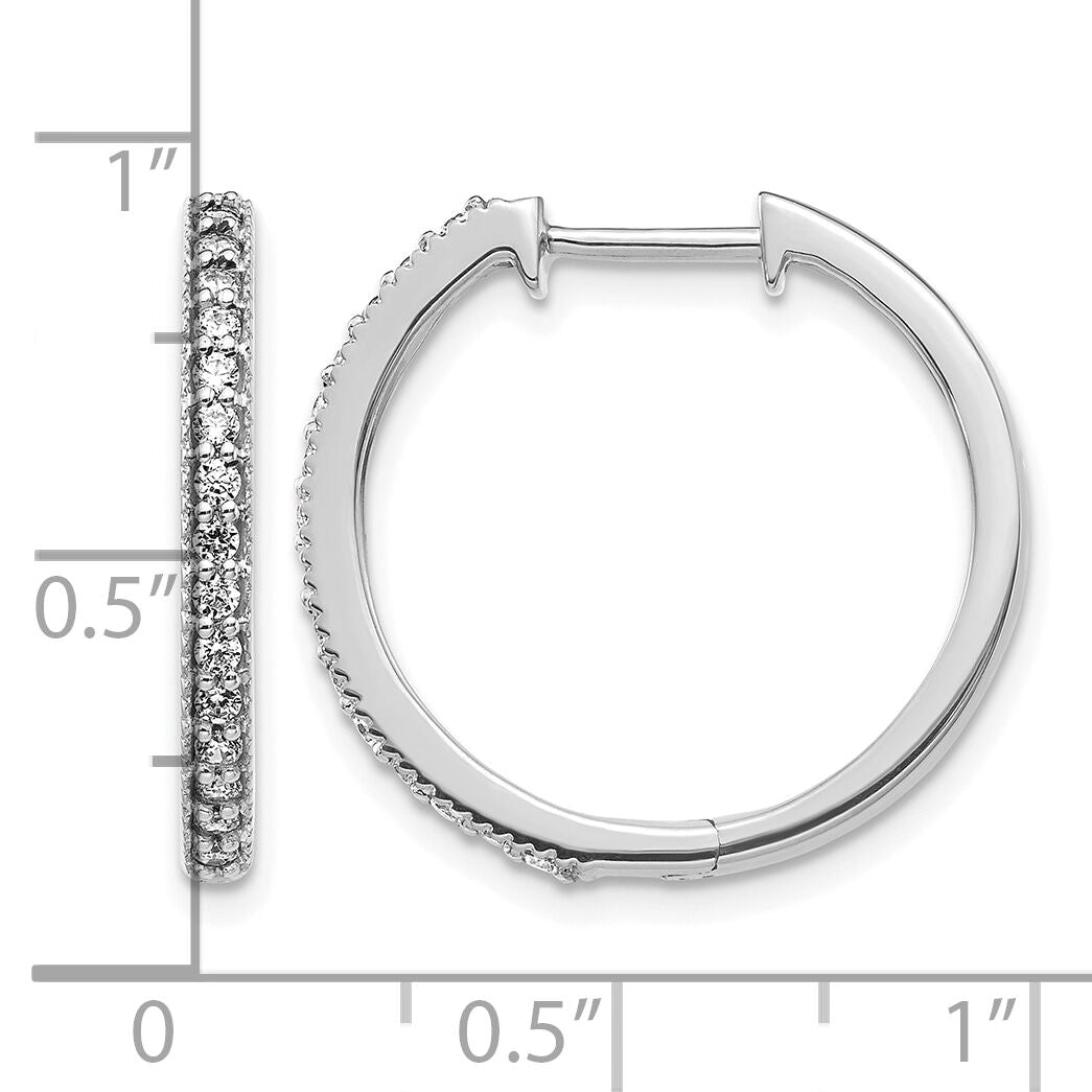 14k White Gold Diamond Milgrain Hinged Hoop Earrings-EM4273-036-WA
