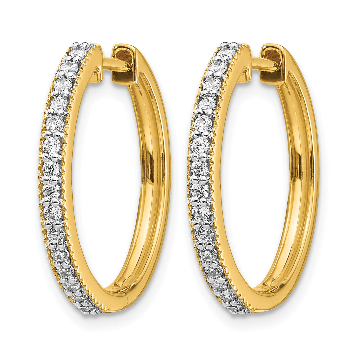 14k Yellow Gold Diamond Milgrain Hinged Hoop Earrings-EM4273-036-YA