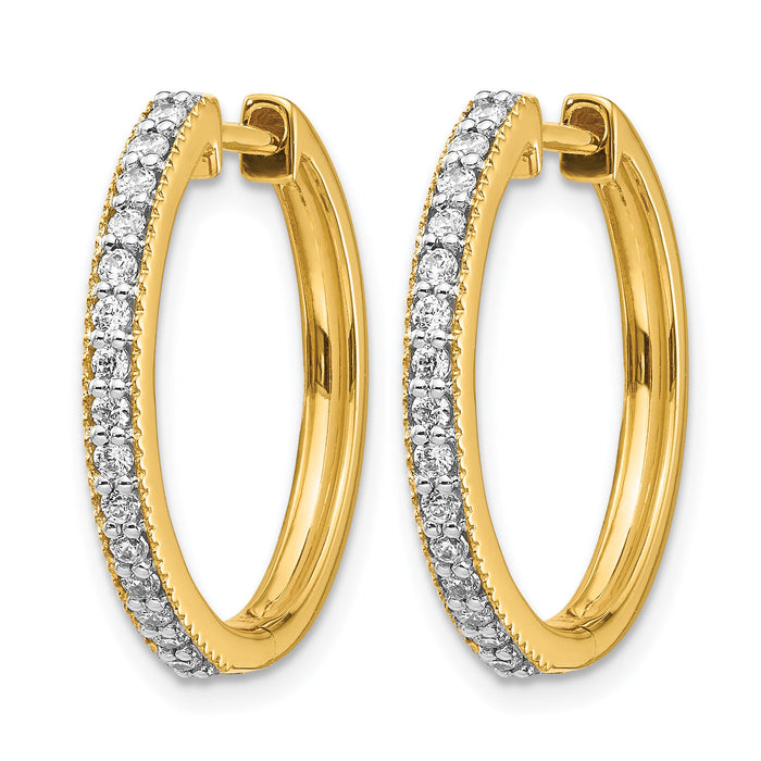 14k Yellow Gold Diamond Milgrain Hinged Hoop Earrings-EM4273-036-YA