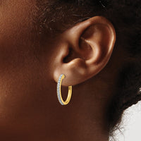 14k Yellow Gold Diamond Milgrain Hinged Hoop Earrings-EM4273-036-YA