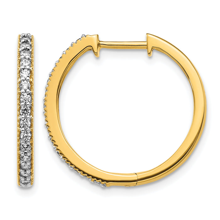 14k Yellow Gold Diamond Milgrain Hinged Hoop Earrings-EM4273-036-YA