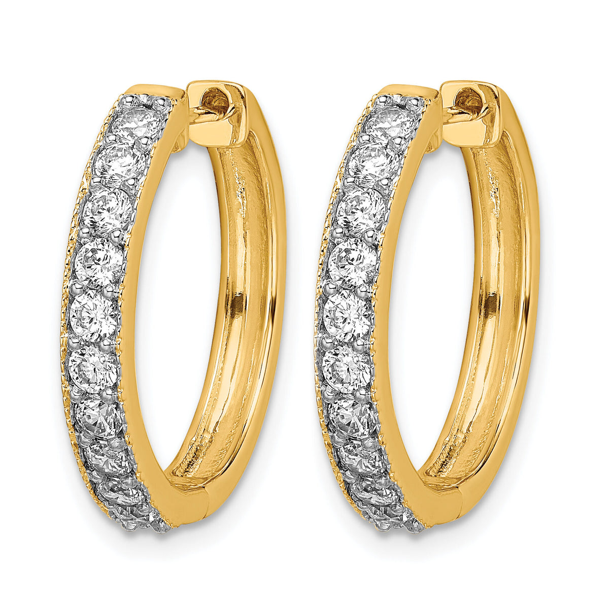 14k Yellow Gold Diamond Milgrain Hinged Hoop Earrings-EM4275-100-YA