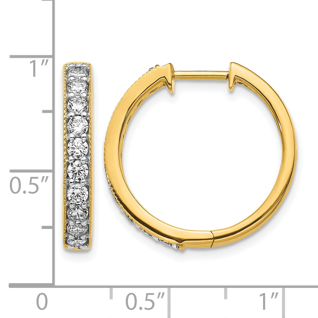 14k Yellow Gold Diamond Milgrain Hinged Hoop Earrings-EM4275-100-YA