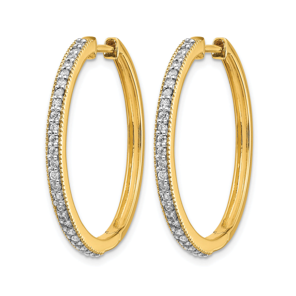 14k Yellow Gold Diamond Milgrain Hinged Hoop Earrings-EM4280-055-YA