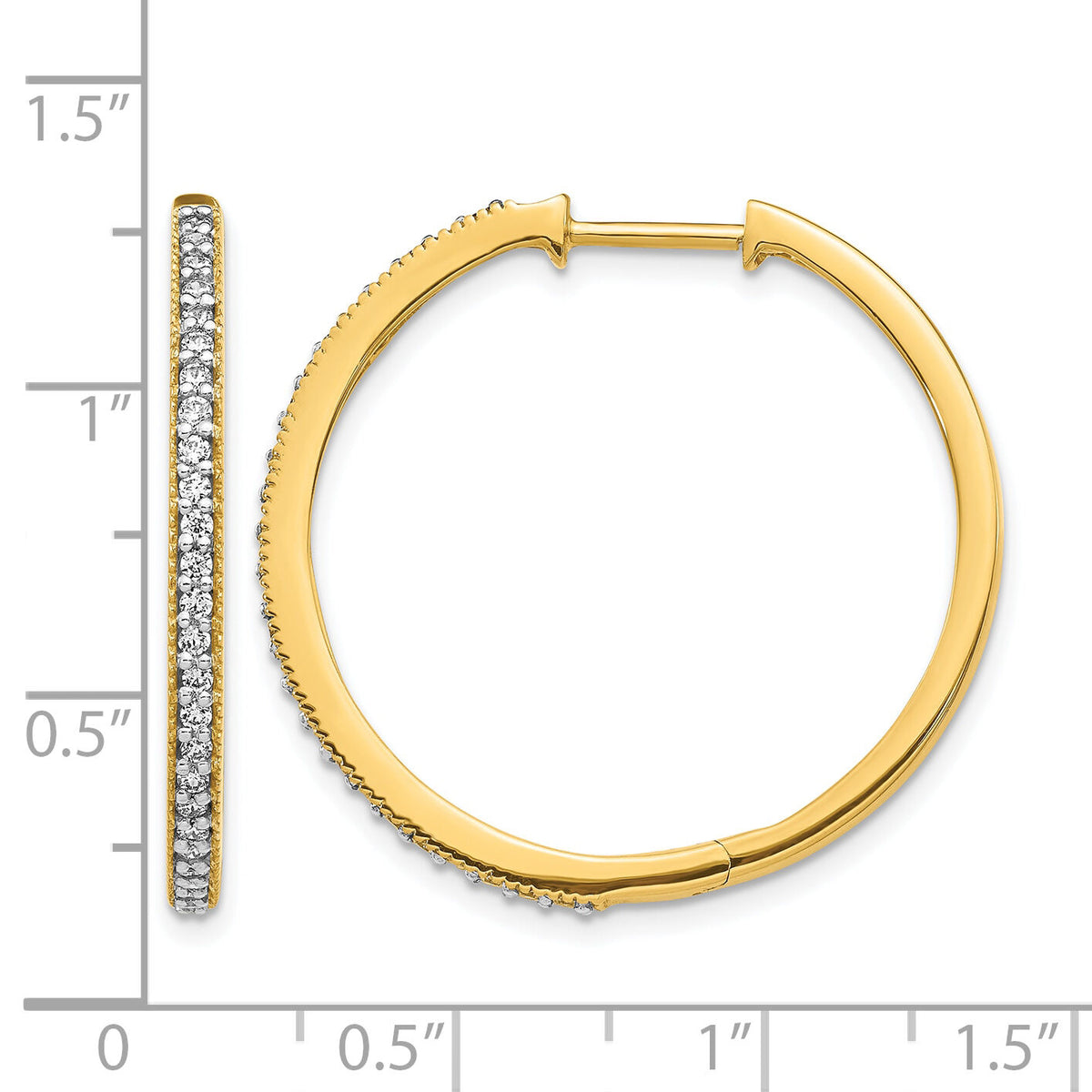 14k Yellow Gold Diamond Milgrain Hinged Hoop Earrings-EM4280-055-YA