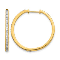 14k Yellow Gold Diamond Milgrain Hinged Hoop Earrings-EM4280-055-YA