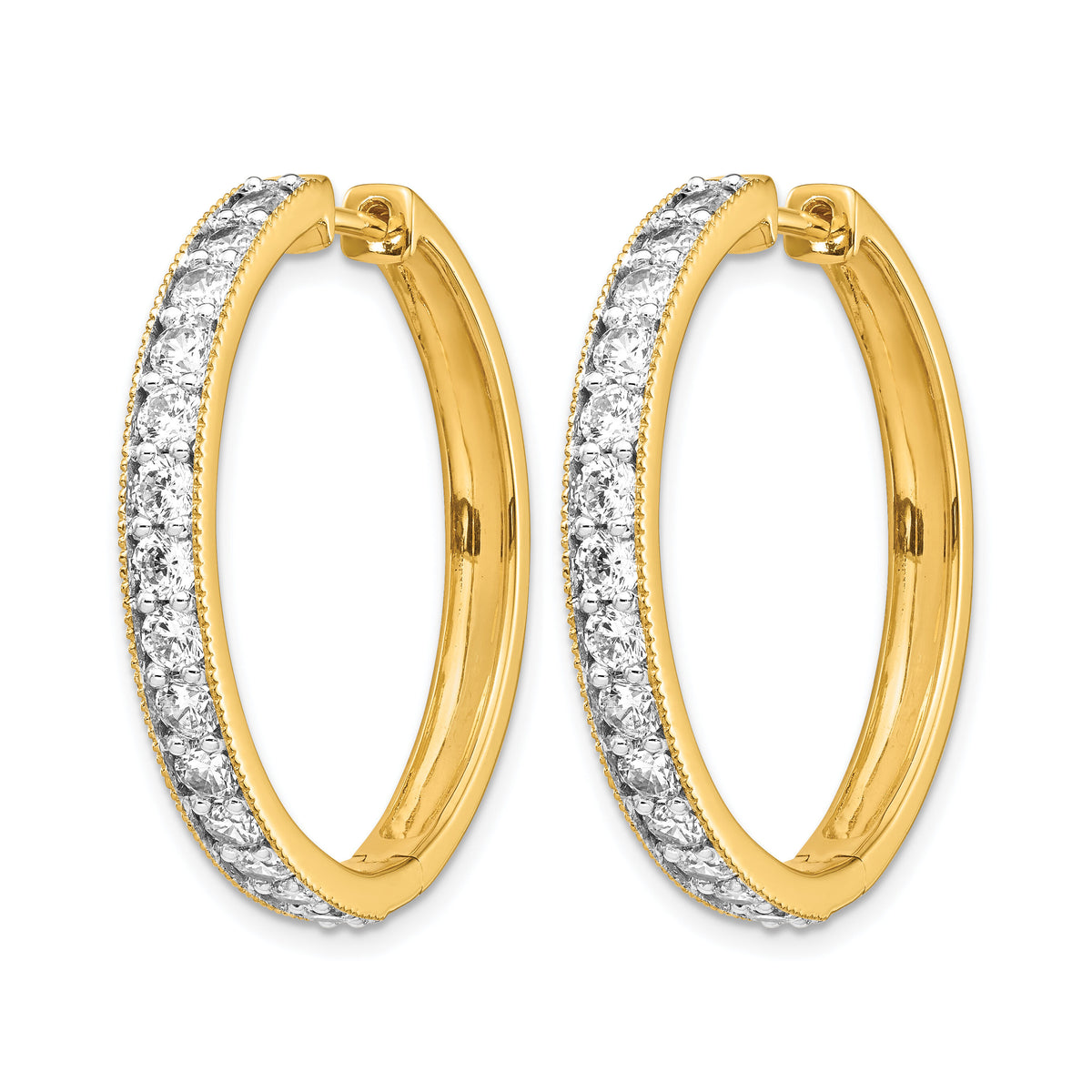 14k Yellow Gold Diamond Milgrain Hinged Hoop Earrings-EM4284-200-YA