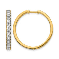 14k Yellow Gold Diamond Milgrain Hinged Hoop Earrings-EM4284-200-YA