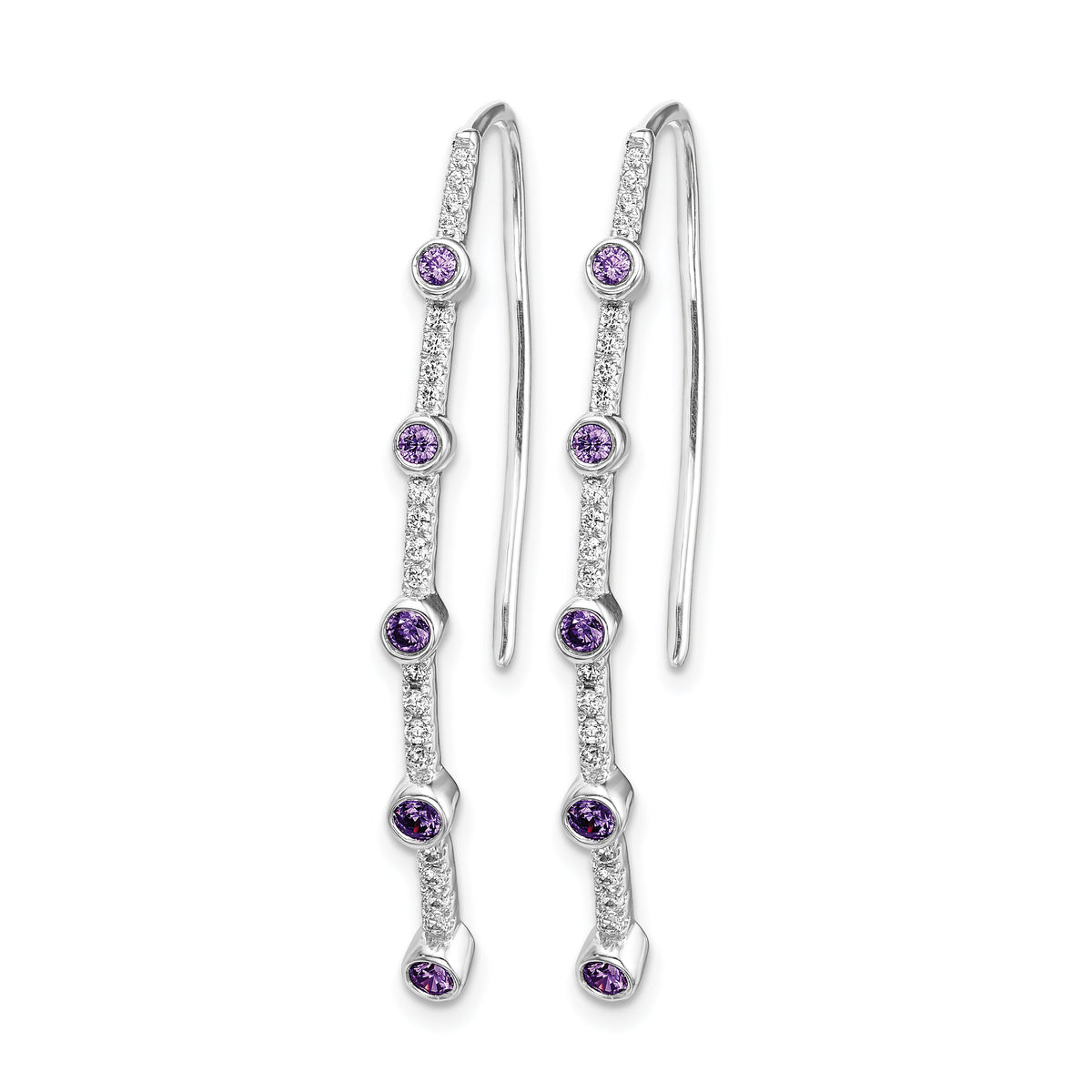 14k White Gold Diamond and Amethyst Earrings-EM4311-AM-020-WA