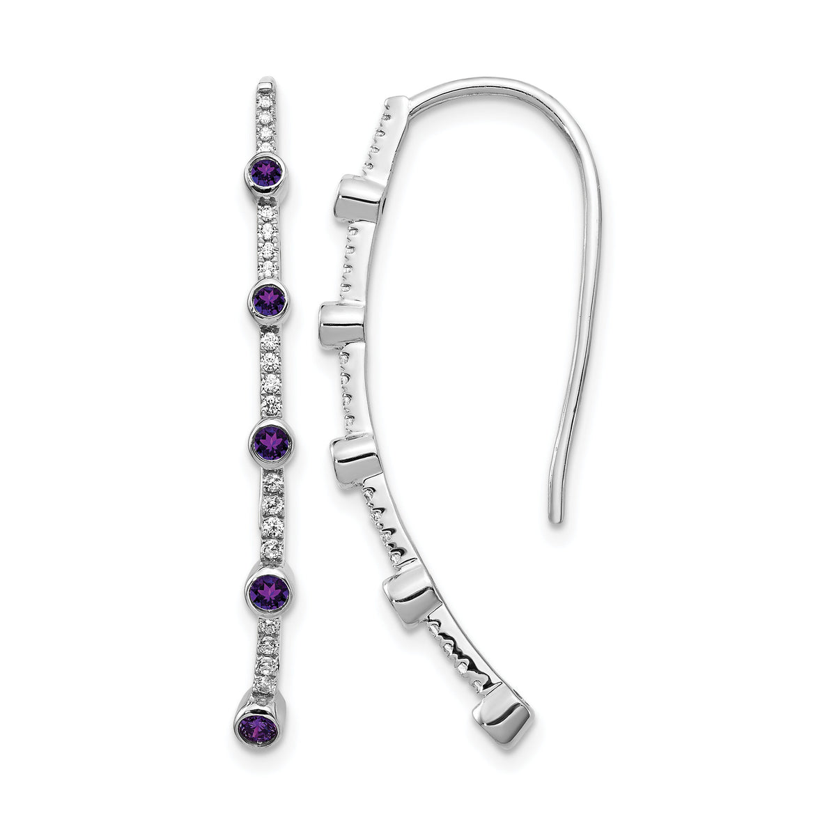 14k White Gold Diamond and Amethyst Earrings-EM4311-AM-020-WA