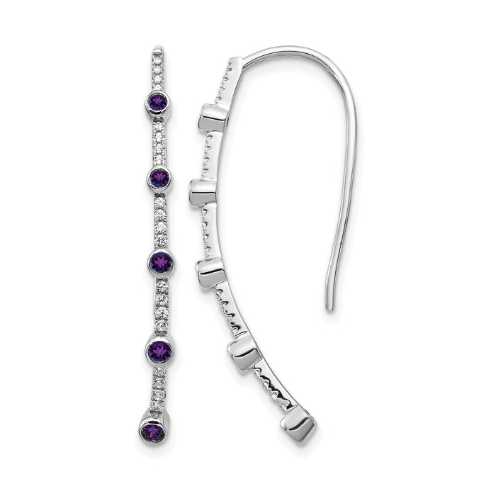 14k White Gold Diamond and Amethyst Earrings-EM4311-AM-020-WA