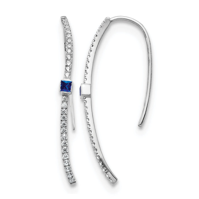 14k White Gold Diamond and Sapphire Earrings-EM4312-SA-033-WA