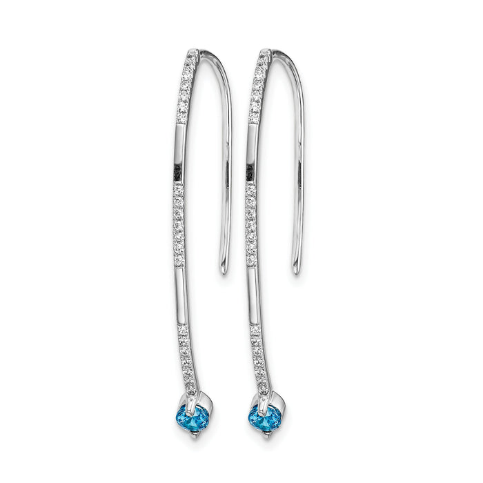 14k White Gold Diamond and Blue Topaz Earrings-EM4314-BT-016-WA