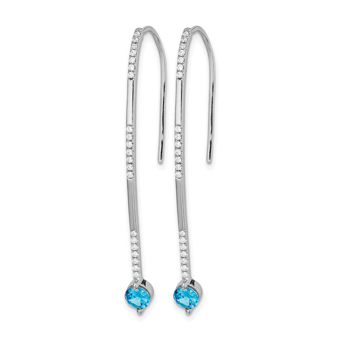 14k White Gold Diamond and Blue Topaz Earrings-EM4314-BT-020-WA